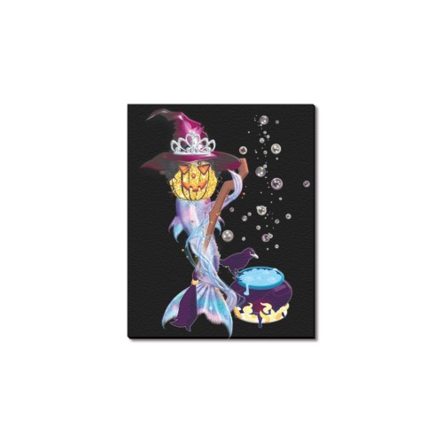 Mermaid Witch & Her Cauldron of Magic Frame Canvas Print 8"x10"