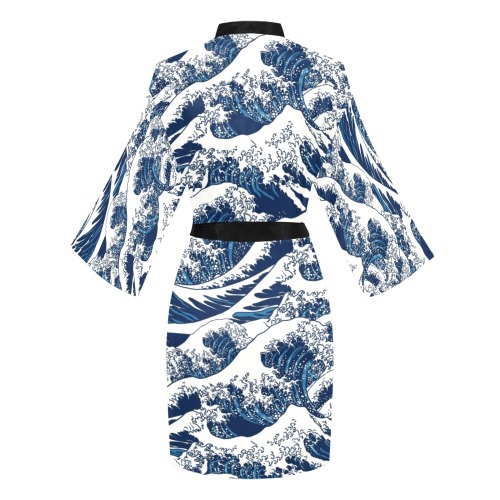 OCEAN WAVES Long Sleeve Kimono Robe
