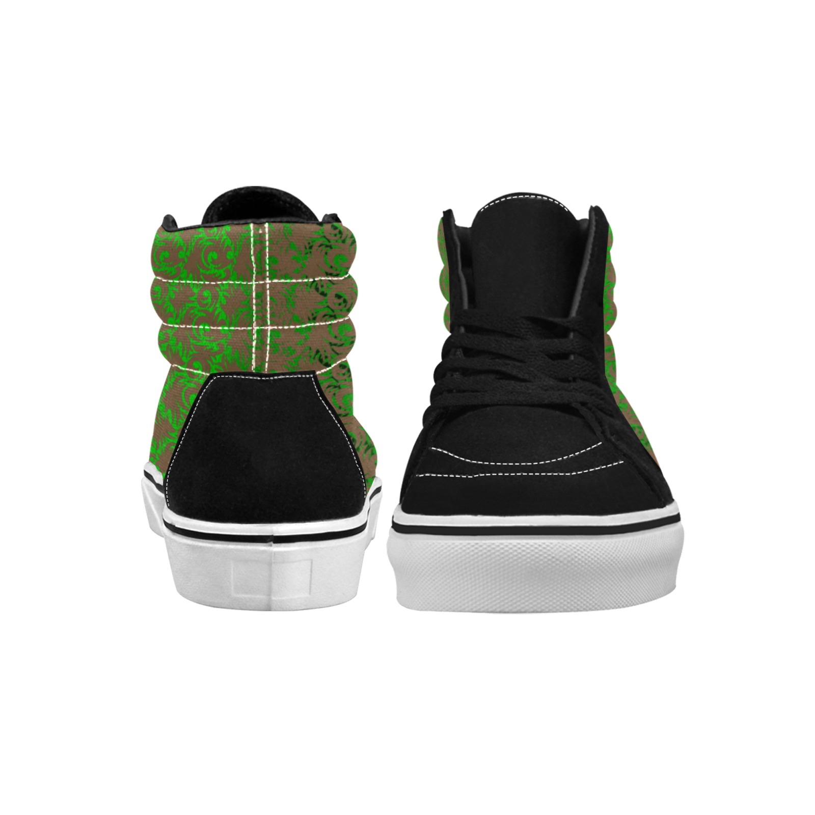 green swirl brn Men's High Top Skateboarding Shoes (Model E001-1)