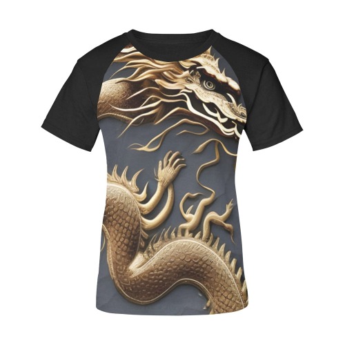 Wood Dragon Women's Raglan T-Shirt/Front Printing (Model T62)