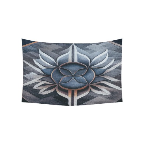 abstract silver flower Cotton Linen Wall Tapestry 60"x 40"