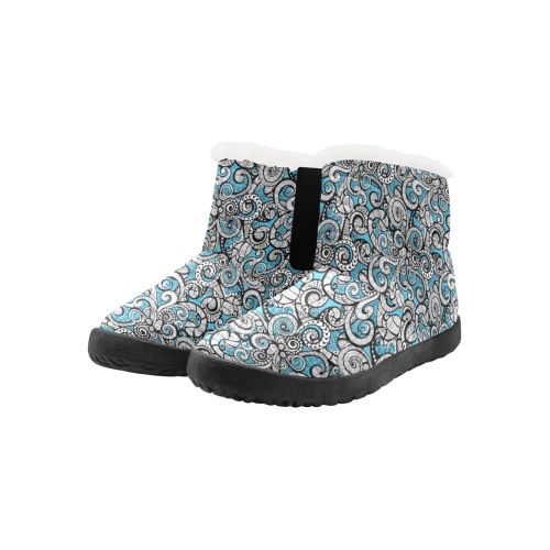 Let Your Spirit Wander_Teal Women's Cotton-Padded Shoes (Model 19291)