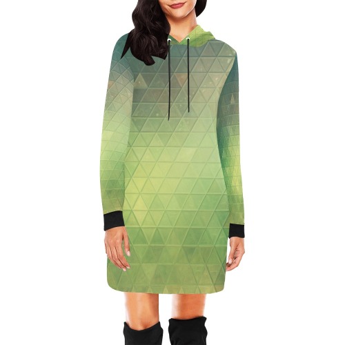 mosaic triangle 12 All Over Print Hoodie Mini Dress (Model H27)
