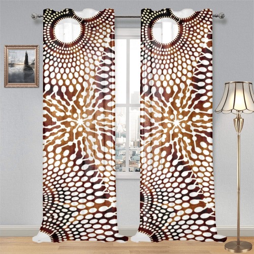 AFRICAN PRINT PATTERN 4 Gauze Curtain 28"x95" (Two-Piece)