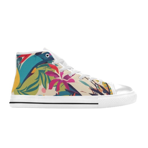 Glamour boho art of tropical flowers and plants. Women's Classic High Top Canvas Shoes (Model 017)