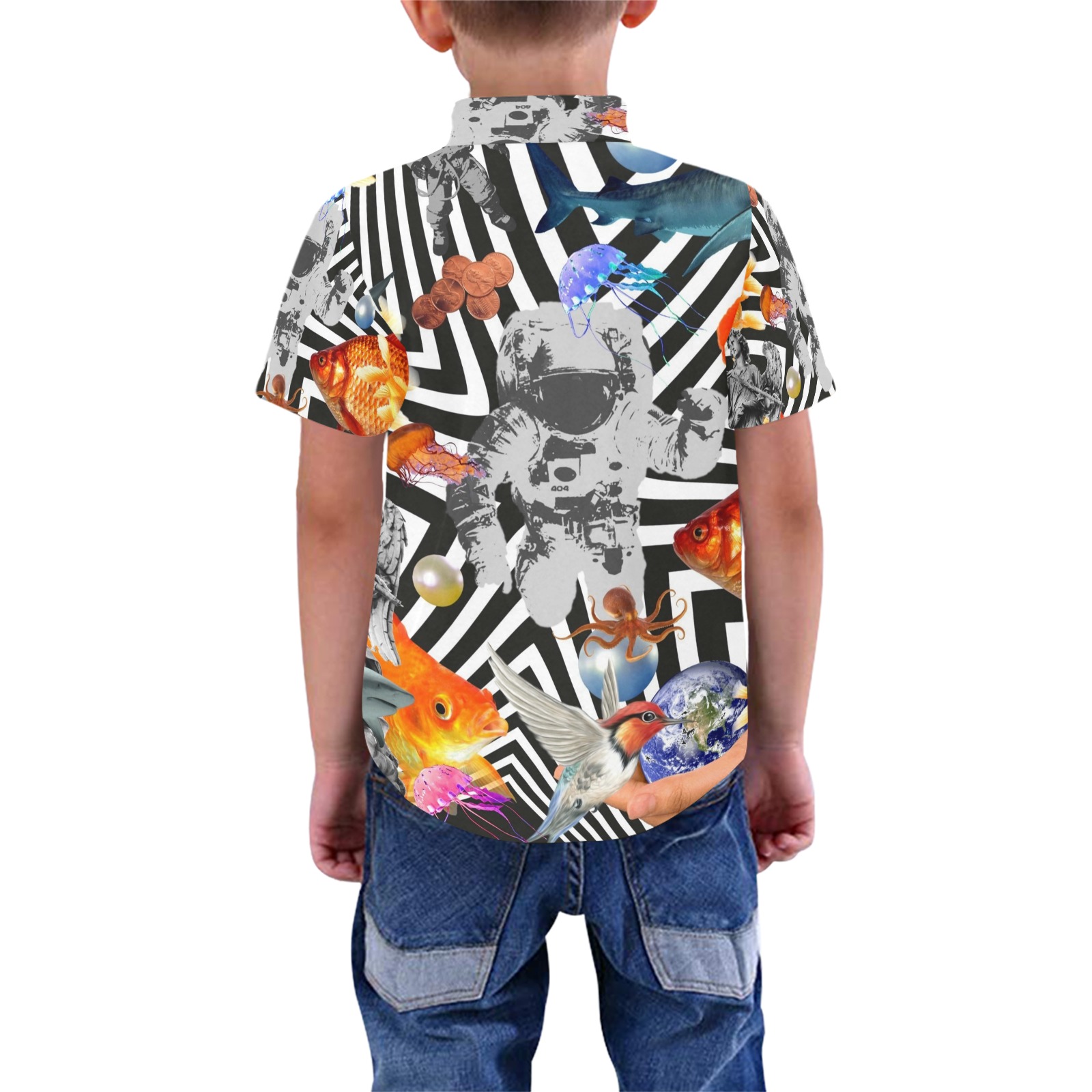 POINT OF ENTRY 2 Boys' All Over Print Short Sleeve Shirt (Model T59)