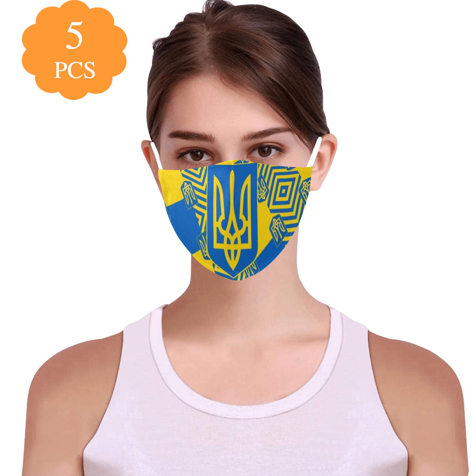 UKRAINE 2 3D Mouth Mask with Drawstring (Pack of 5 & 10 Filters Included) (Model M04)