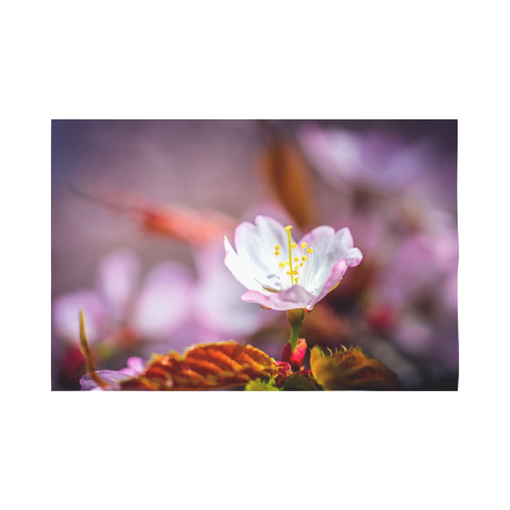 Single, elegant Sakura flowers blooming in spring. Polyester Peach Skin Wall Tapestry 90"x 60"