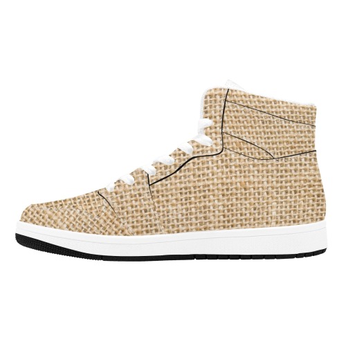 Burlap Fabric Men's High Top Sneakers (Model 20042)