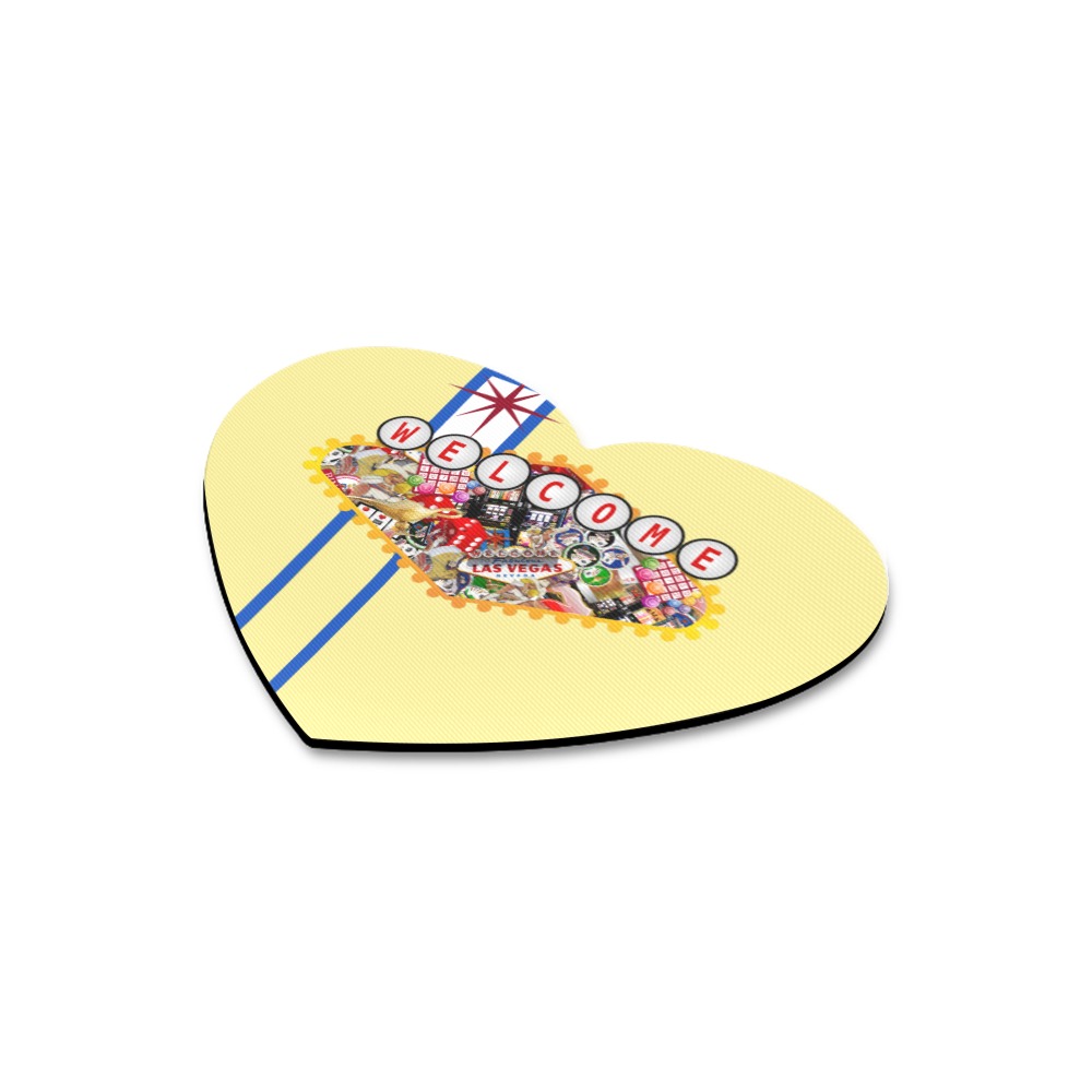 Las Vegas Icons Sign Gamblers Delight - Yellow Heart-shaped Mousepad