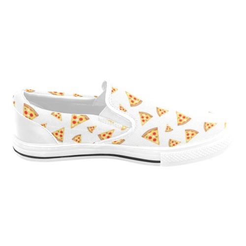 Cool and fun pizza slices pattern on white Slip-on Canvas Shoes for Kid (Model 019)