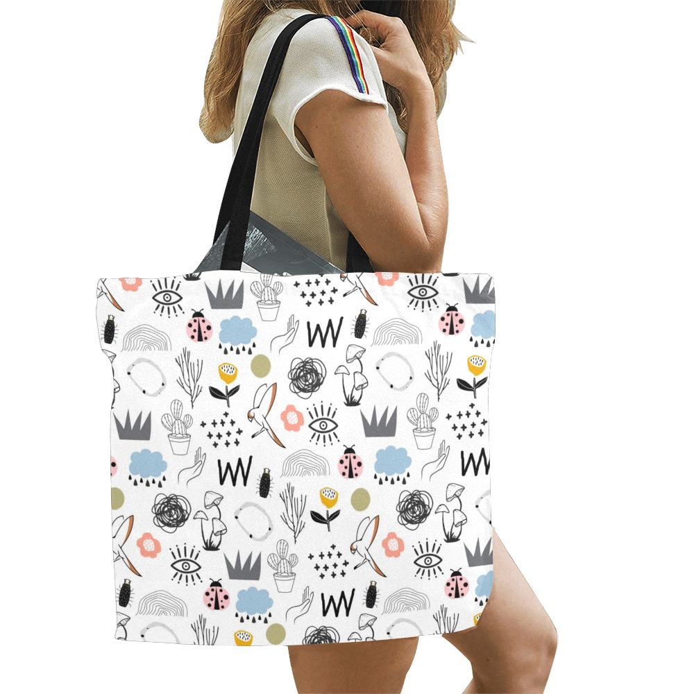 Doodle All Over Print Canvas Tote Bag/Large (Model 1699)