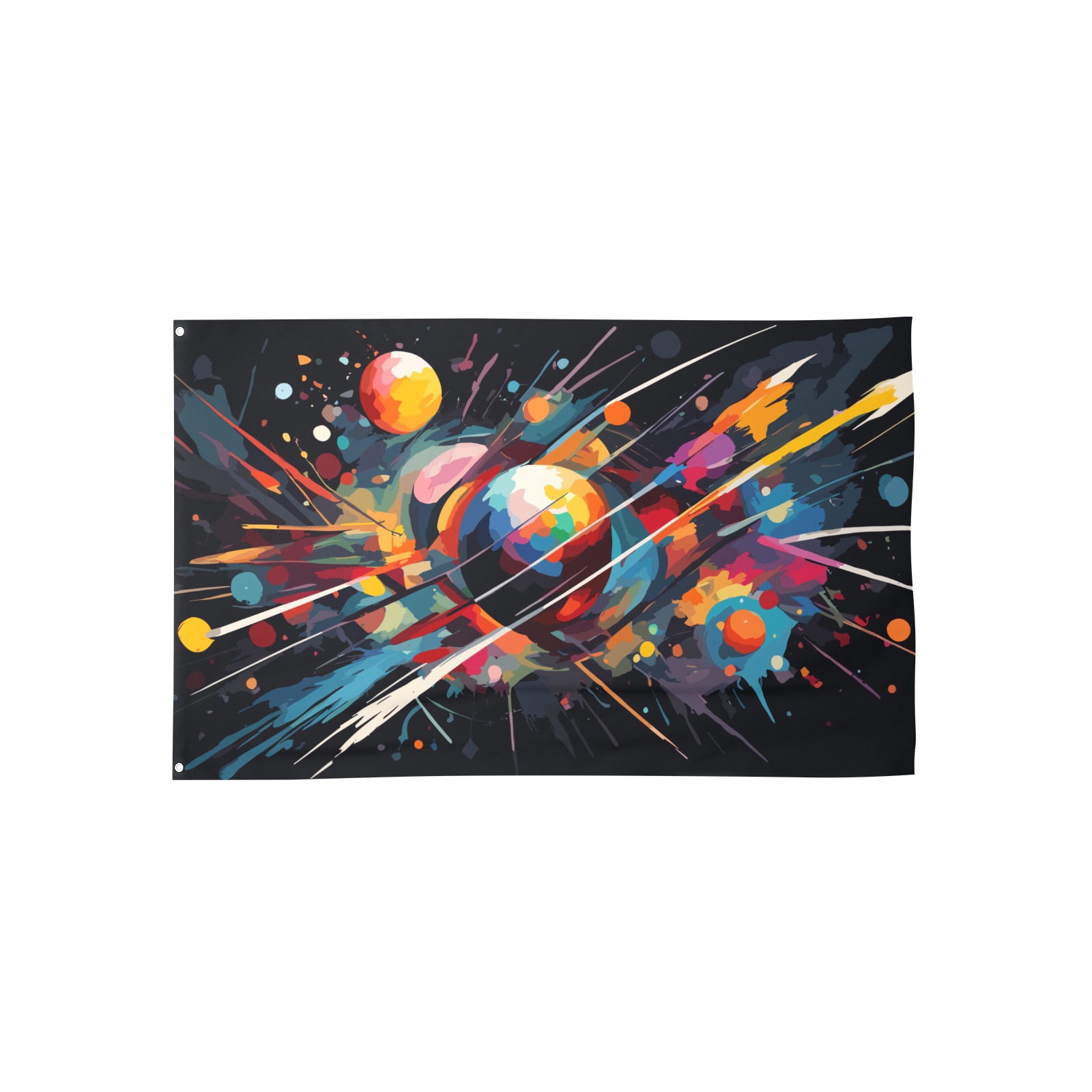 Planets and stars in deep space cool abstract art House Flag 56"x34.5"