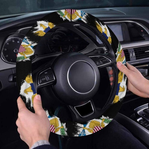 BLACK USVI STEERING WHEEL COVER Steering Wheel Cover with Elastic Edge