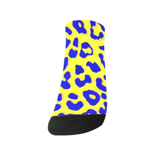 Leopard Print Navy Yellow Women's Ankle Socks