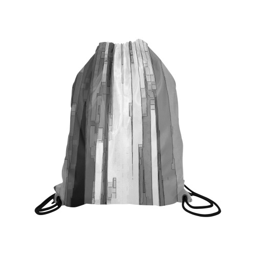 Greyscale Abstract B&W Art Medium Drawstring Bag Model 1604 (Twin Sides) 13.8"(W) * 18.1"(H)