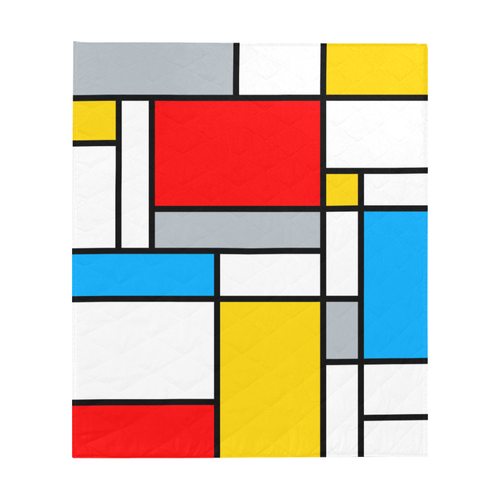 Mondrian Style Color Composition Geometric Retro Art Quilt 60"x70"