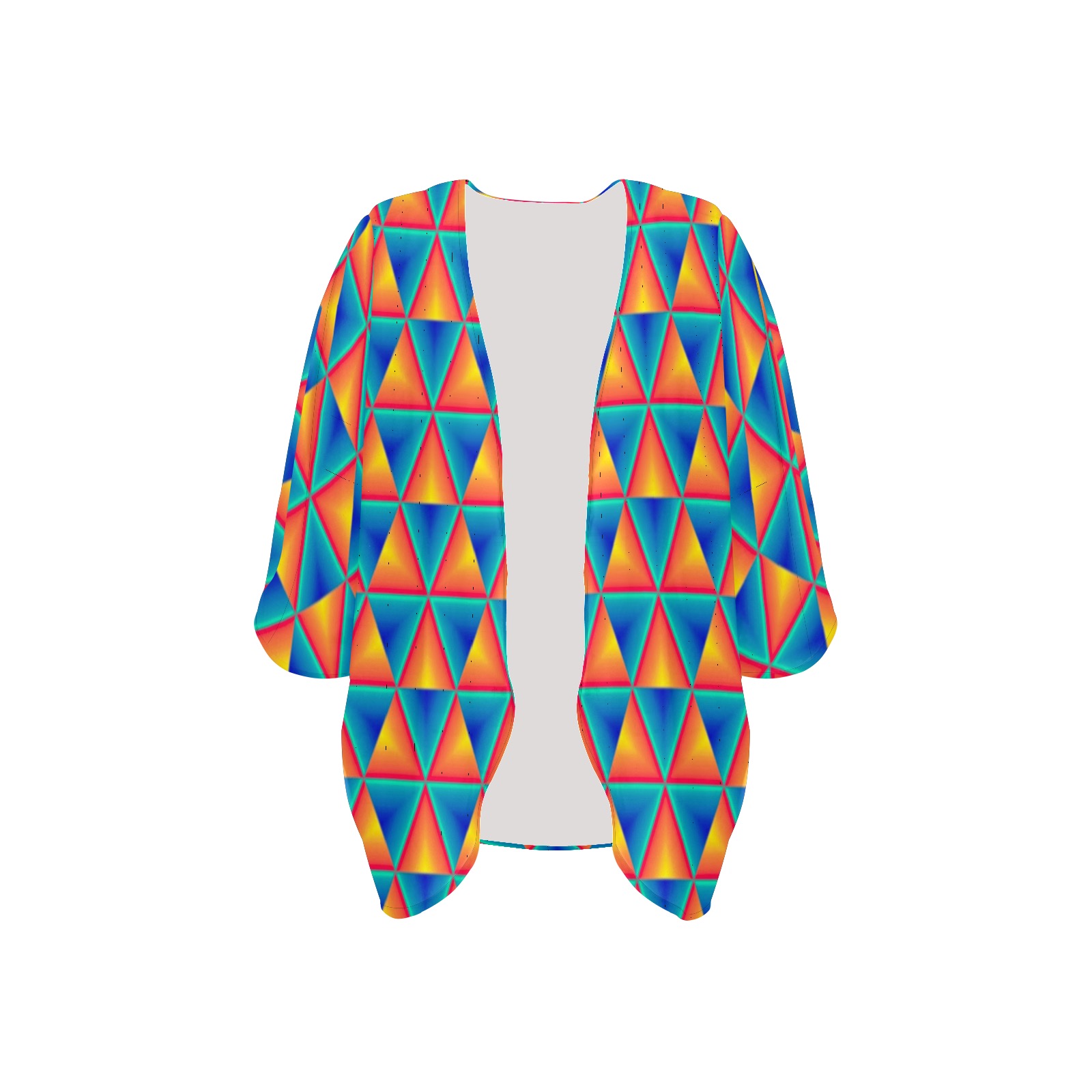 Neon triangles kimono Women's Kimono Chiffon Cover Ups (Model H51)