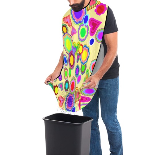 Groovy Hearts and Flowers Yellow Beard Bib Apron for Men Shaving & Trimming