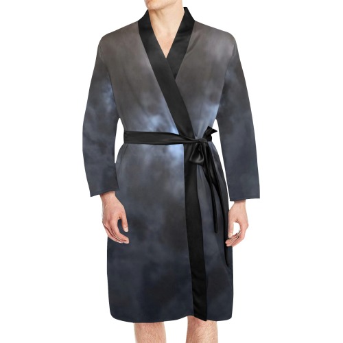 Mystic Moon Men's Long Sleeve Belted Night Robe (Model H56)