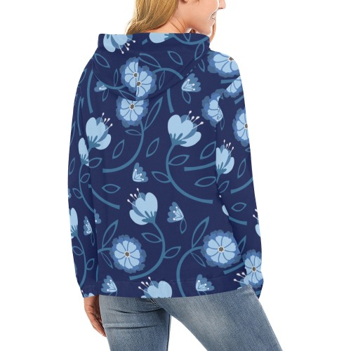 Flower All Over Print Hoodie for Women (USA Size) (Model H13)