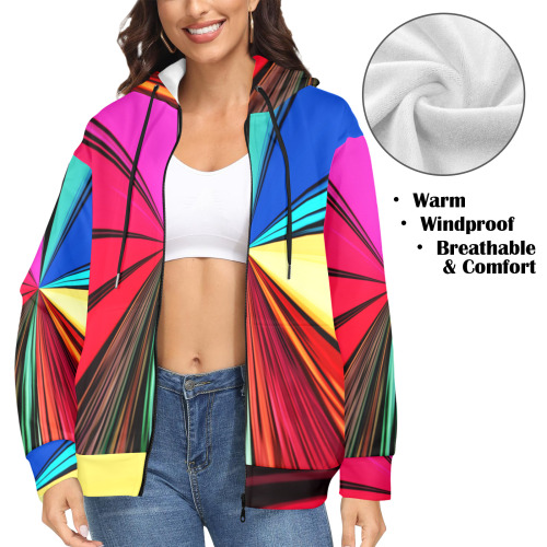 Colorful Rainbow Vortex 608 Women's Fleece Full-Zip Hoodie (Model H60)