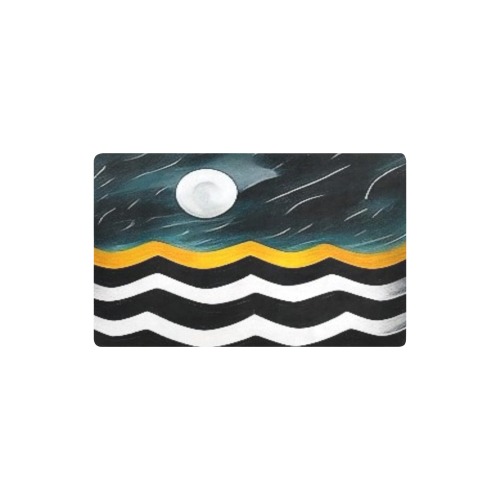 abstract ocean wave's on a full moon Kitchen Mat 32"x20"