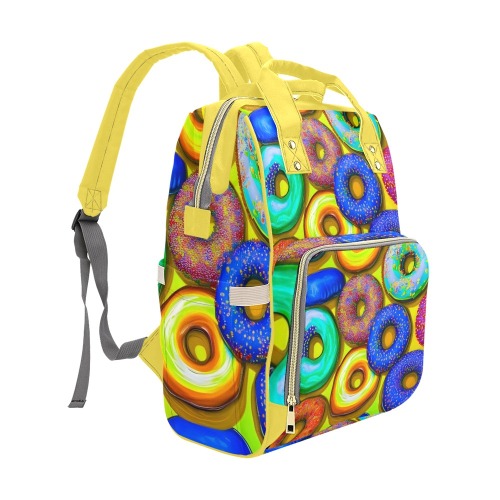 Colorful Donuts Yellow Multi-Function Diaper Backpack/Diaper Bag (Model 1688)
