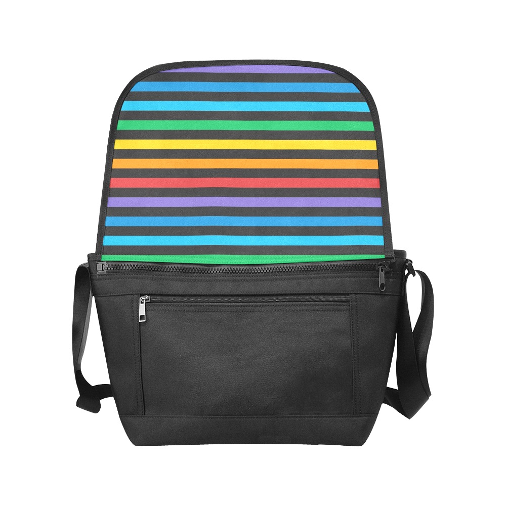 Rainbow Stripes on Black Background New Messenger Bag (Model 1667)