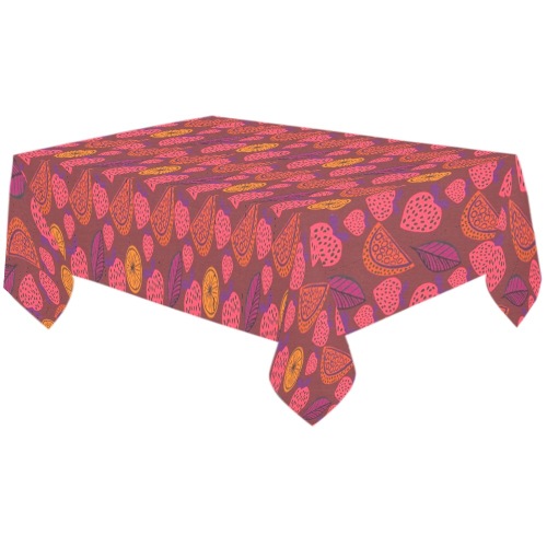 Abstract unique fruit pattern Cotton Linen Tablecloth 60"x120"