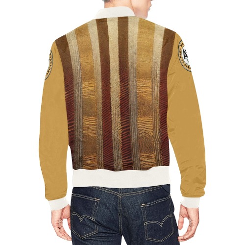 horizontal striped pattern, gold and silver All Over Print Bomber Jacket for Men (Model H19)