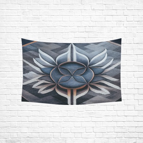 abstract silver flower Cotton Linen Wall Tapestry 60"x 40"