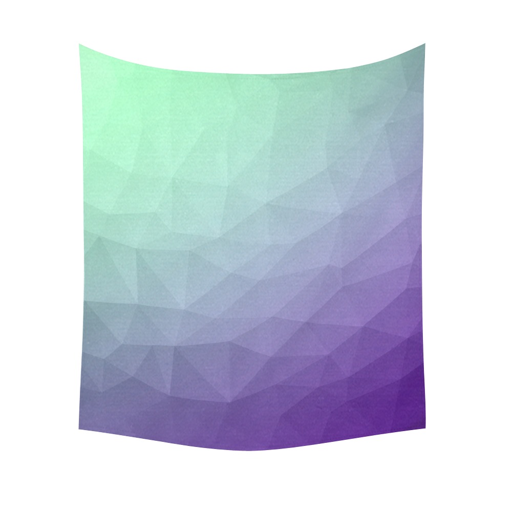 Purple green ombre gradient geometric mesh pattern Cotton Linen Wall Tapestry 51"x 60"