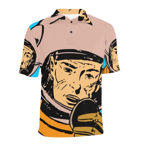 astronaut Men's All Over Print Polo Shirt (Model T55)