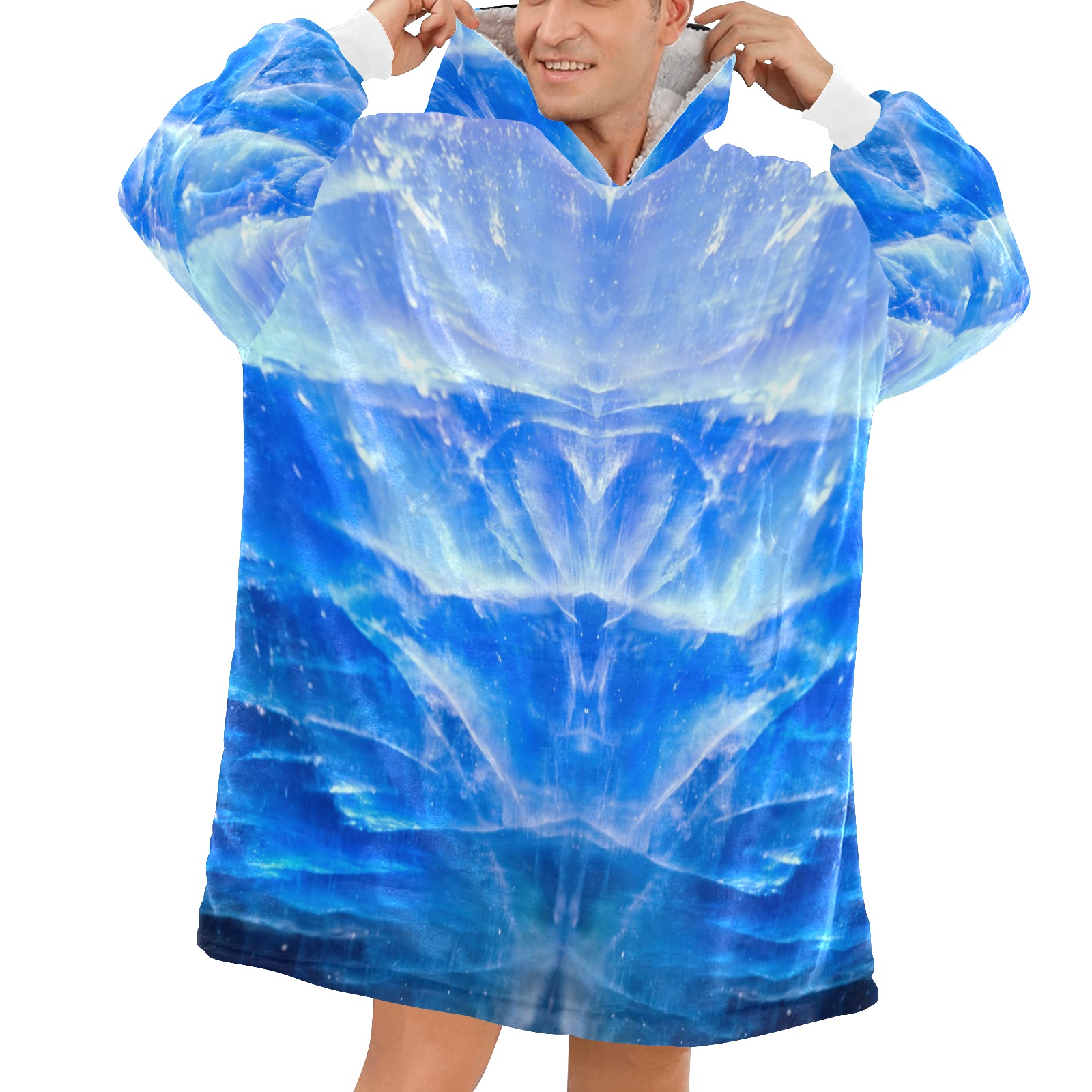 blue apatite large Blanket Hoodie for Men