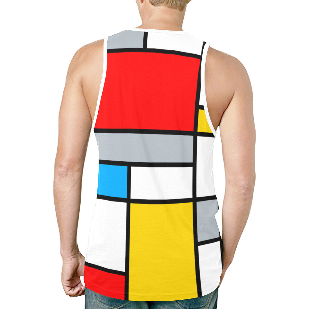 Mondrian Style Color Composition Geometric Retro Art New All Over Print Tank Top for Men (Model T46)