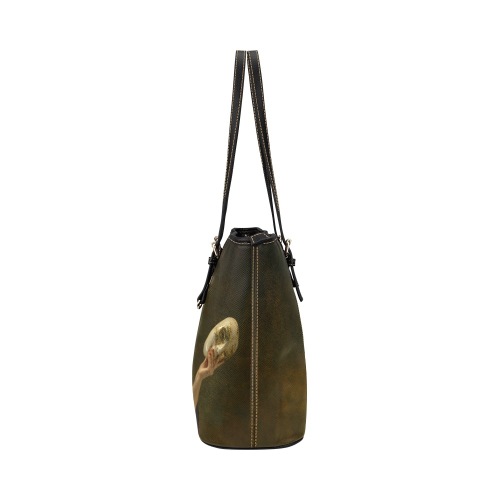 Portrait of medieval young woman Leather Tote Bag/Large (Model 1651)