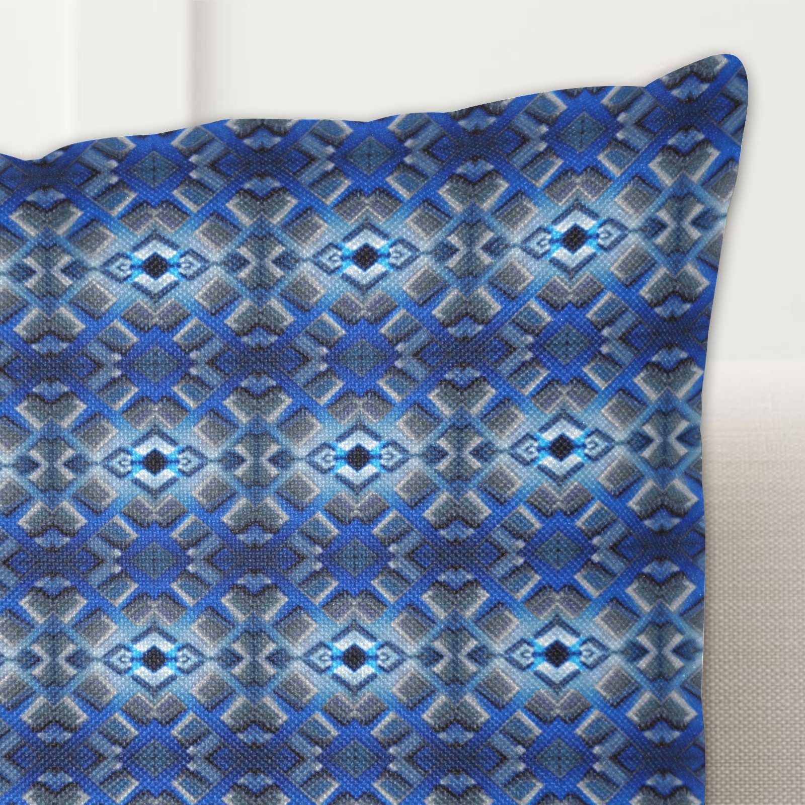 blue and white repeating pattern Linen Zippered Pillowcase 18"x18"(One Side&Pack of 2)