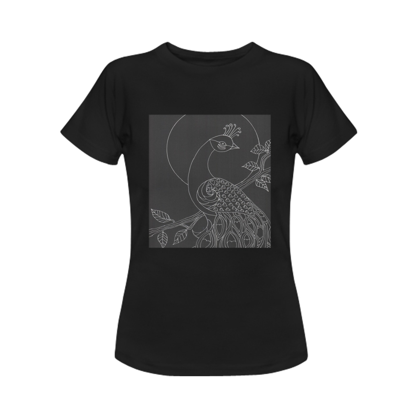 Peacock Moon Women's T-Shirt in USA Size (Two Sides Printing)