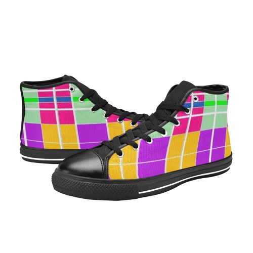 Fractoberry Bright Colors 020 - Squarebright Women's Classic High Top Canvas Shoes (Model 017)