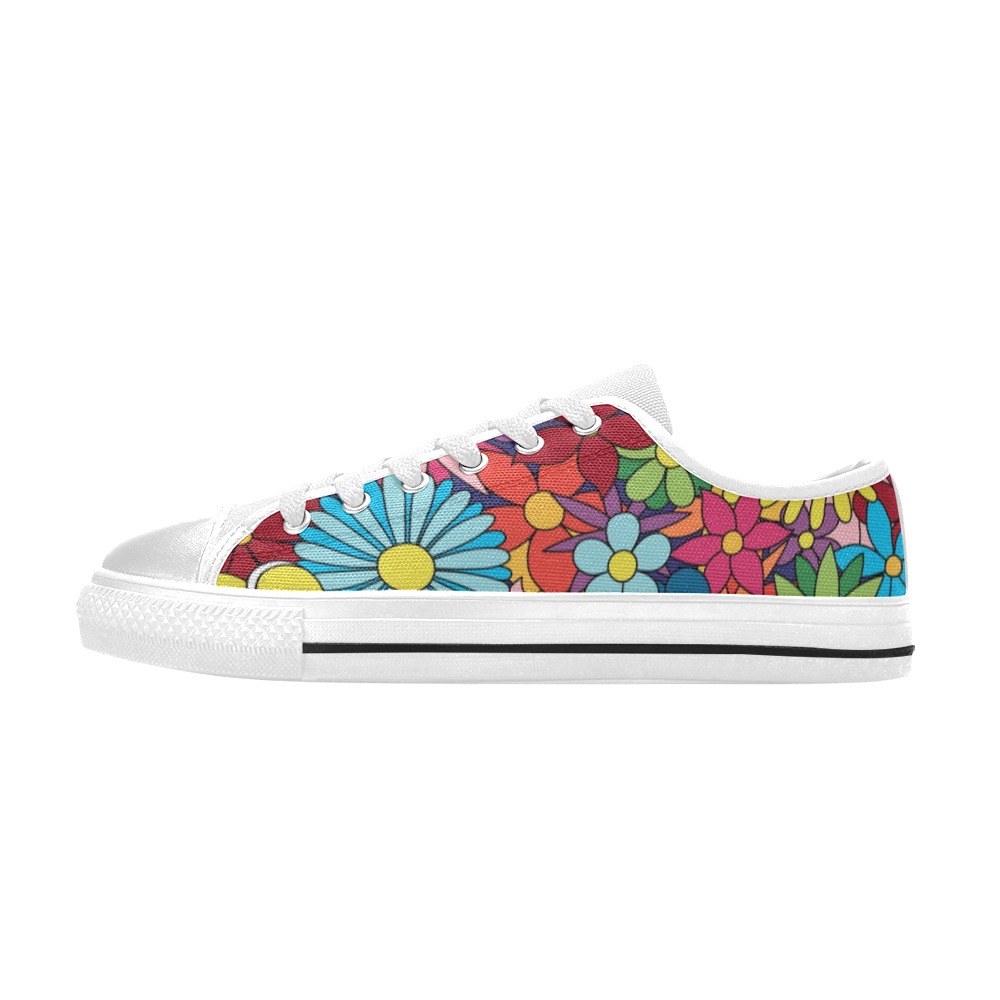 Hippy Flower Power Women's Classic Canvas Shoes (Model 018)