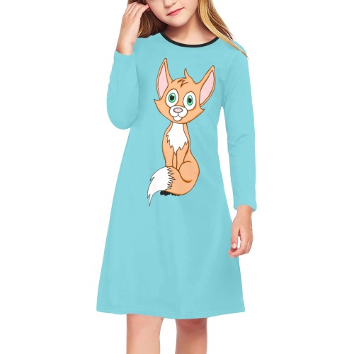 Foxy Roxy Turquoise Girls' Long Sleeve Dress (Model D59)