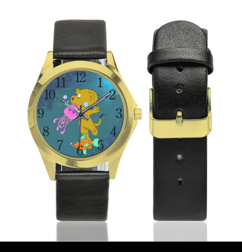 Ferald's Swim Unisex Silver-Tone Round Leather Watch (Model 216)