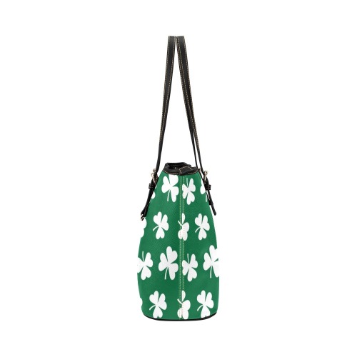 St. Patrick's Day Shamrock Leather Tote Bag/Small (Model 1651)