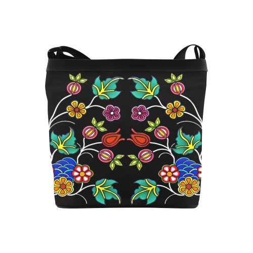 black floral Crossbody Bags (Model 1613)