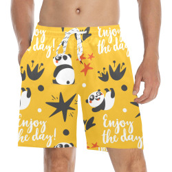 Cute Animal Panda Men's Mid-Length Beach Shorts (Model L51)