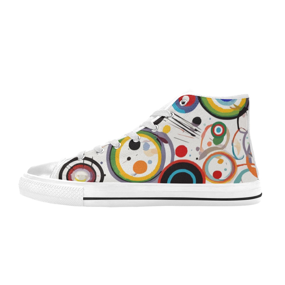 Beautiful abstrac art of circles, dots, lines. Women's Classic High Top Canvas Shoes (Model 017)