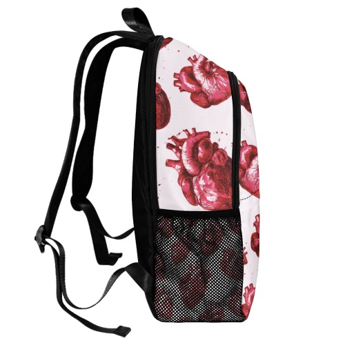 Heart Fabric Backpack with Side Mesh Pockets (Model 1659)