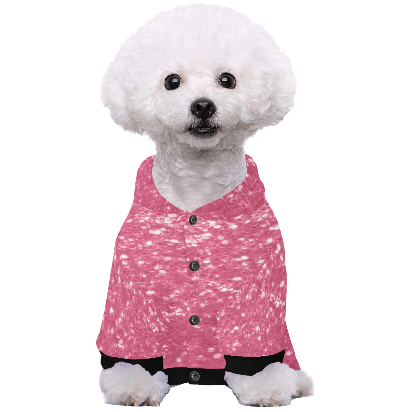 Magenta light pink red faux sparkles glitter Pet Dog Hoodie