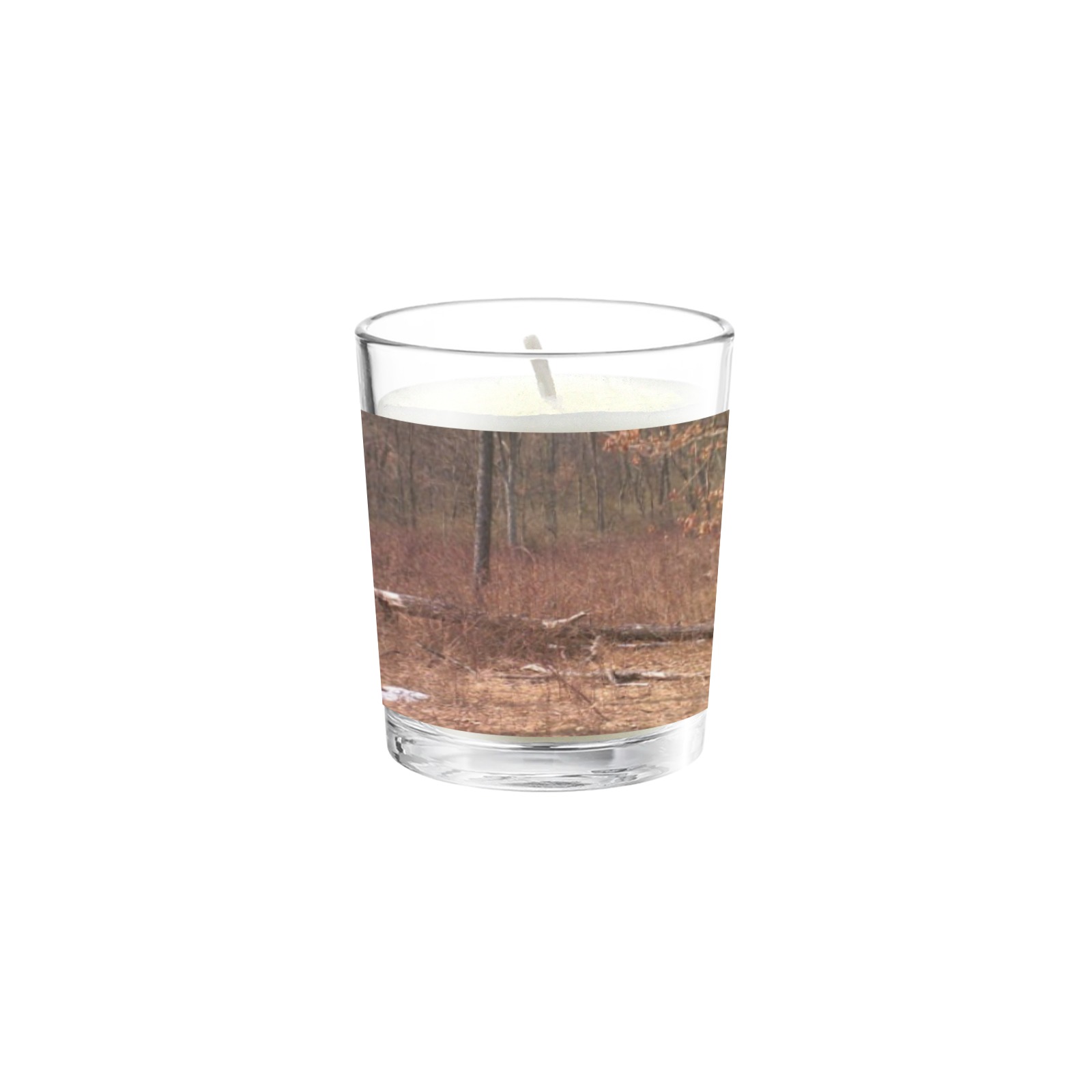 Falling tree in the woods Transparent Candle Cup (Jasmine)
